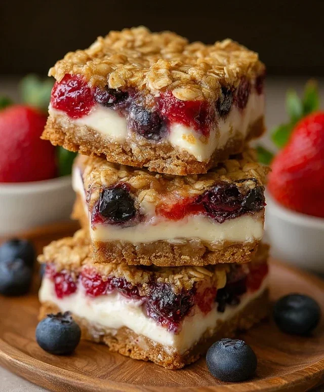 Berry Oatmeal Cheesecake Bars