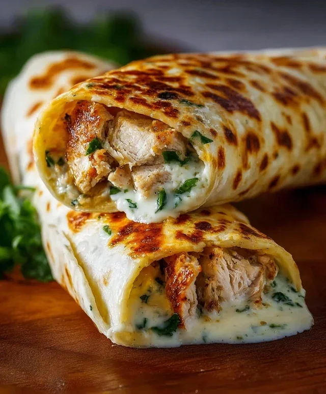 Low Carb Cheesy Garlic Chicken Wraps