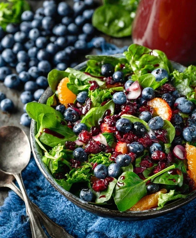 Cranberry Blueberry Salad with Blueberry Balsamic Dressing
