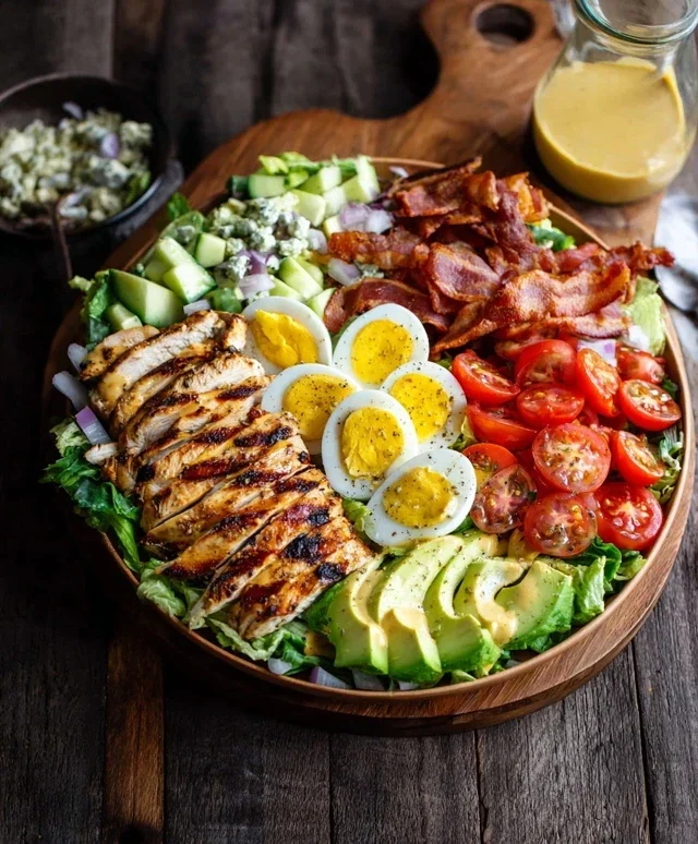 Grilled Chicken Cobb Salad with Honey Dijon {Pnon-non-non-alcoholic alternativeic non-alcoholic aleo, Whole30 Option}