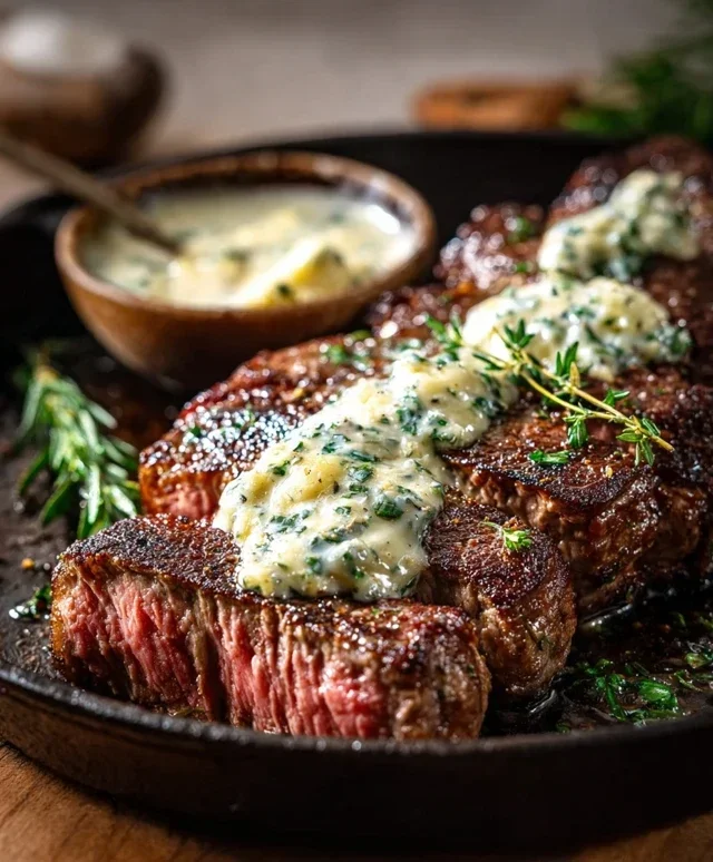 Garlic Butter Steak With Parmesan Cream Sauce