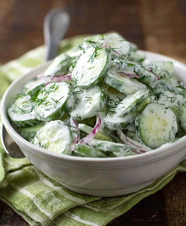 Creamy Cucumber Salad With Greek Yogurt Dressing