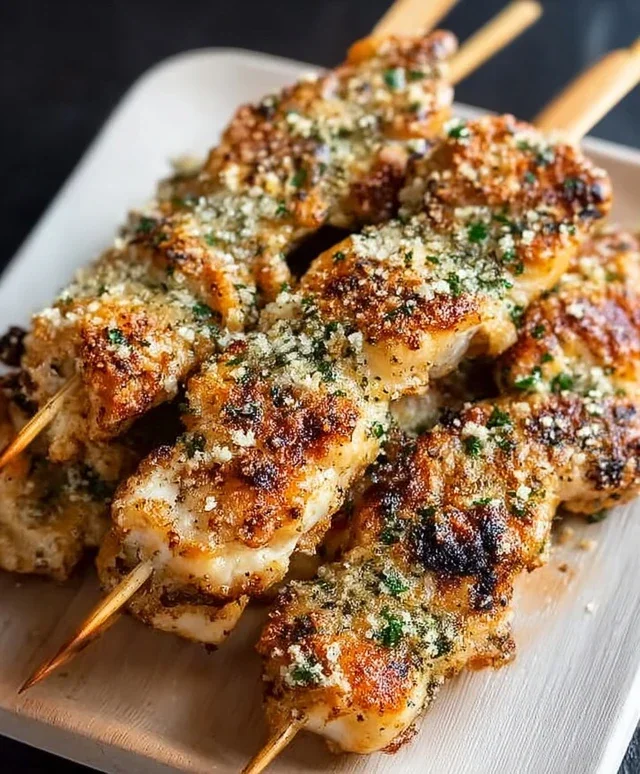 Ranch Garlic Parmesan Chicken Skewers