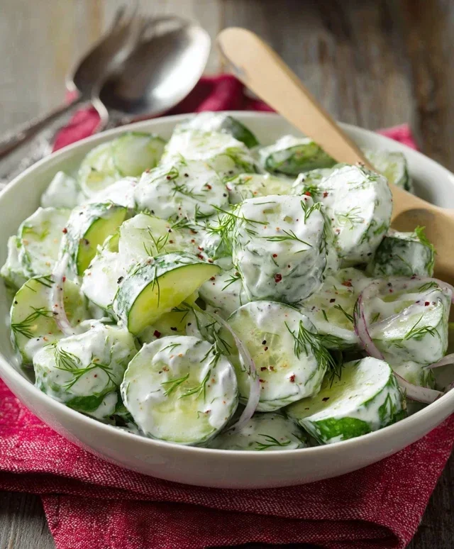 Creamy Cucumber Salad With Greek Yogurt Dressing