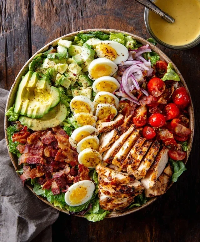 Grilled Chicken Cobb Salad with Honey Dijon {Pnon-non-non-alcoholic alternativeic non-alcoholic aleo, Whole30 Option}