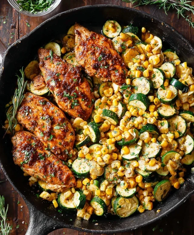 Garlic Butter Chicken with Zucchini and Corn - One-Pan, 30-Minute Meal