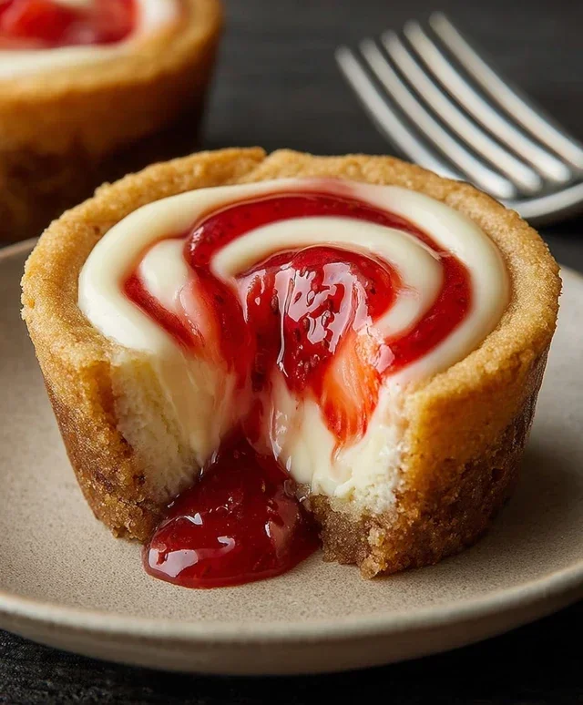 Strawberry Swirl Cheesecake Cookie Cups