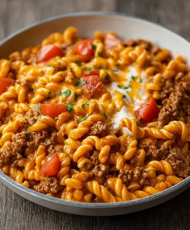 Cheesy Beef Taco Pasta