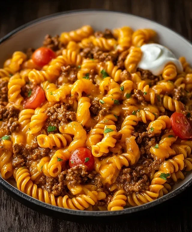 Cheesy Beef Taco Pasta