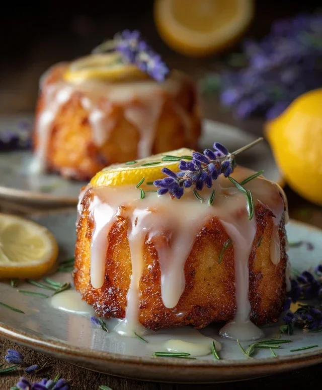 Mini Lemon Cakes With Lavender Glaze