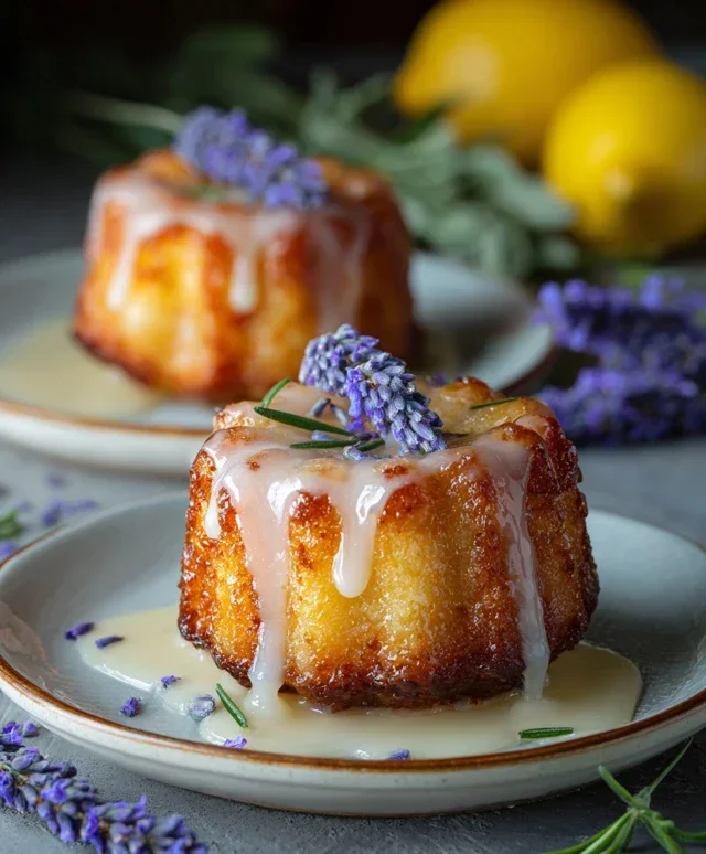 Mini Lemon Cakes With Lavender Glaze
