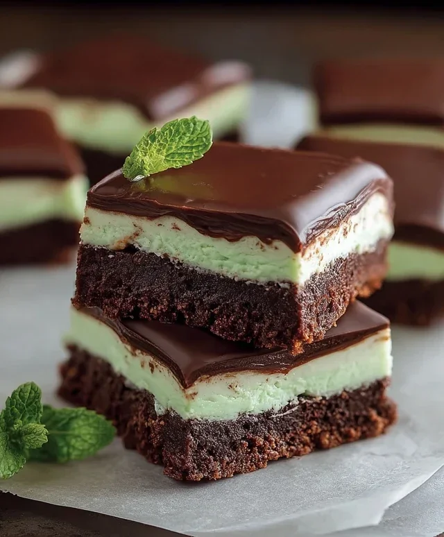 Triple-layer chocolate mint squares