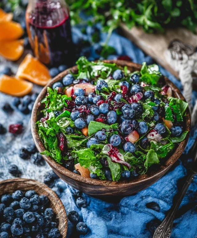 Cranberry Blueberry Salad with Blueberry Balsamic Dressing