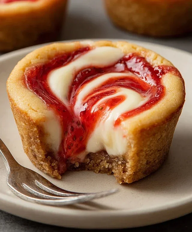 Strawberry Swirl Cheesecake Cookie Cups