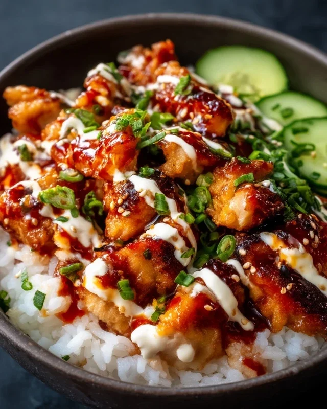 Spicy Honey-Gin Extract Extractger Chicken Bowls with Yum Yum Sauce