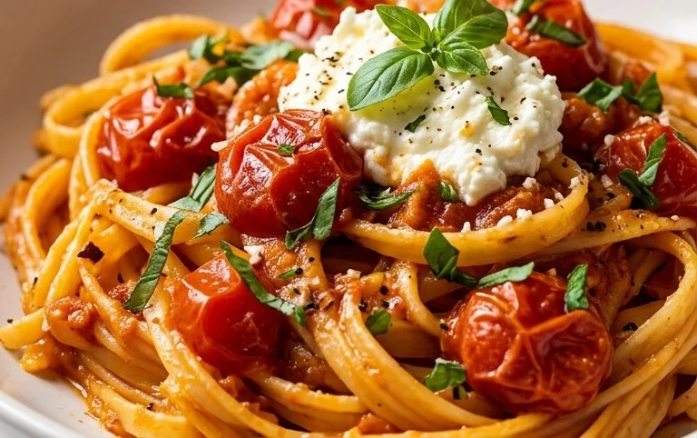 Roasted Tomato and Garlic Ricotta Pasta