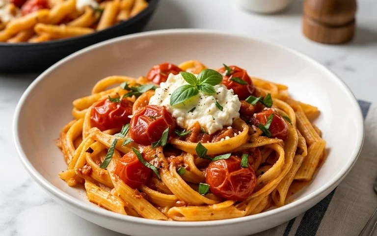 Roasted Tomato and Garlic Ricotta Pasta