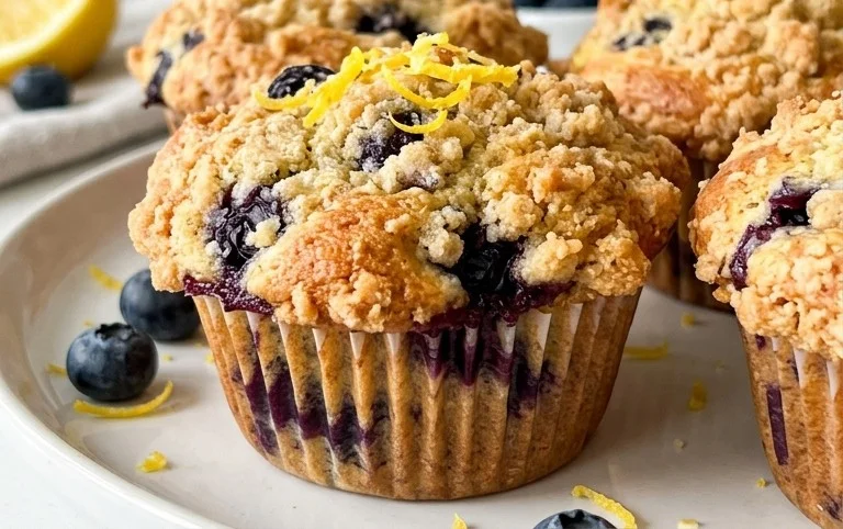 Lemon Blueberry Streusel Muffins