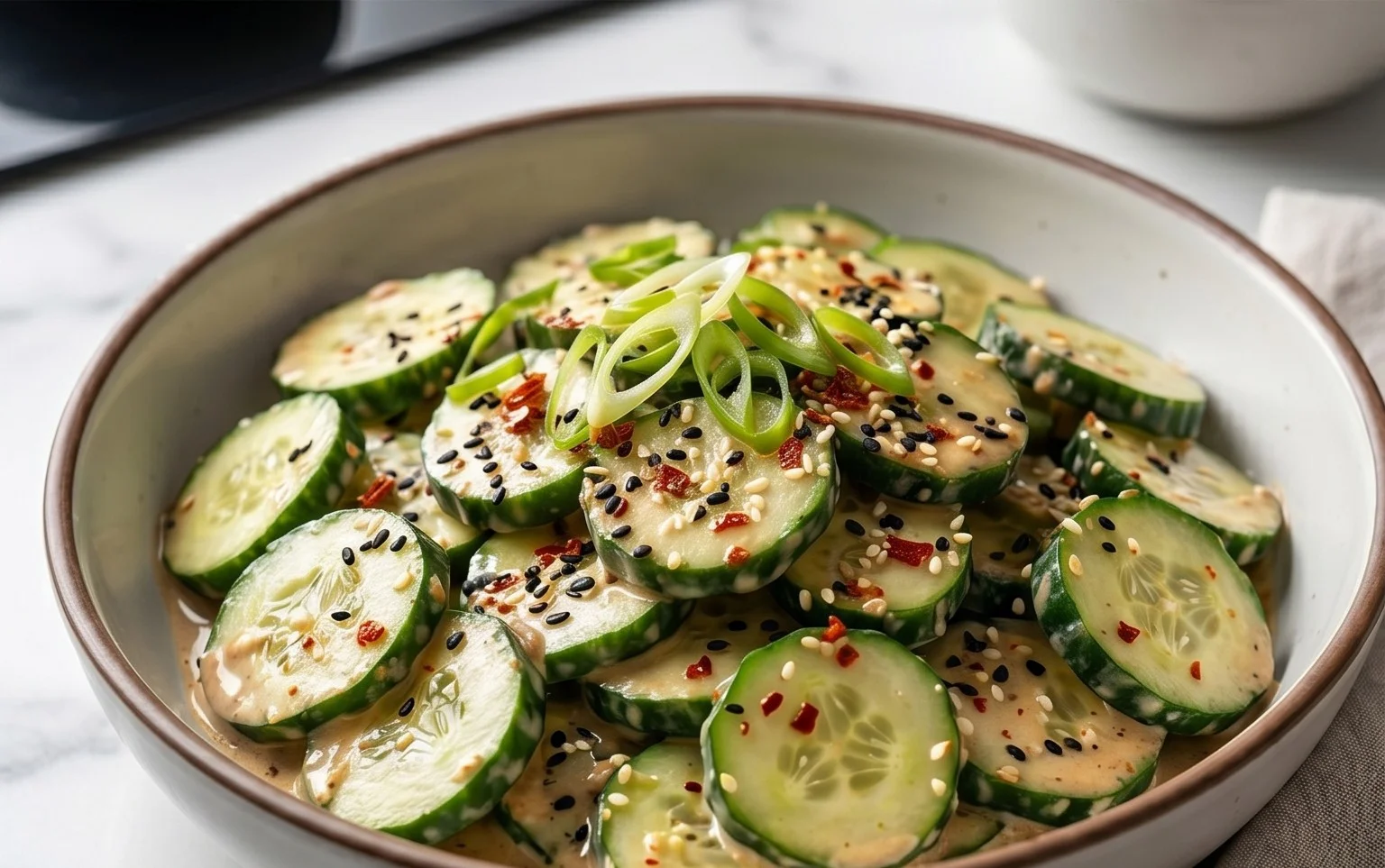 Creamy Asian Cucumber Salad Bowl