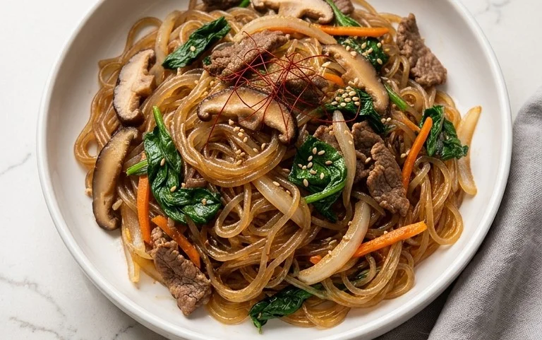 Japchae (Korean Glass Noodle Stir Fry)