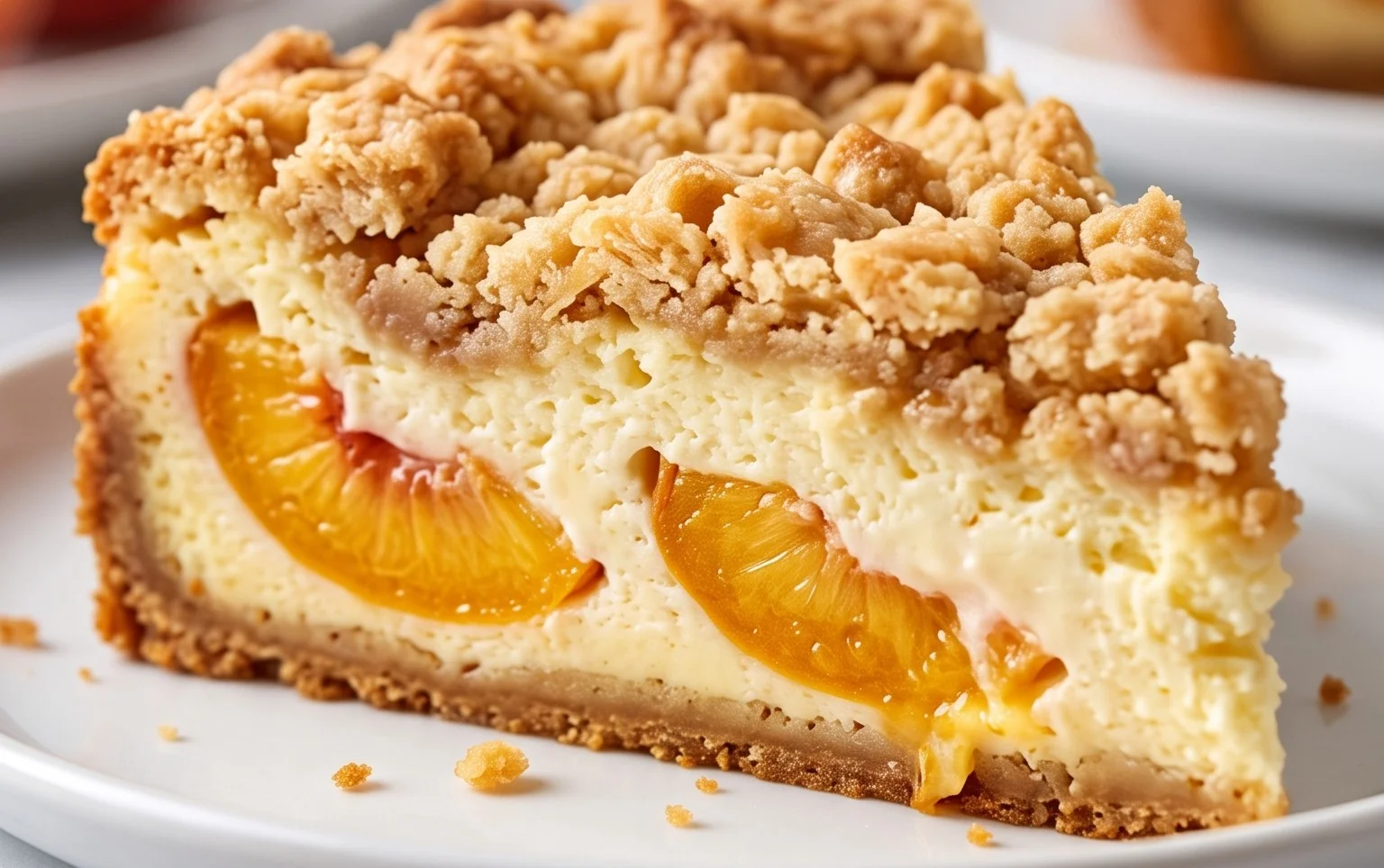 Peach Cream Cheese Cake with Streusel Topping