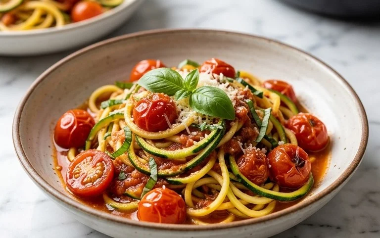 Healthy Tomato Zucchini Pasta