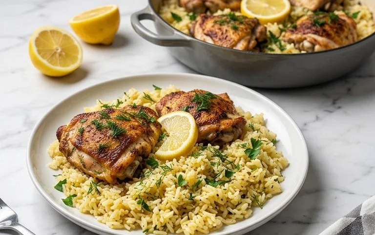 Greek Chicken and Lemon Rice (30 Minutes, One-Pot)