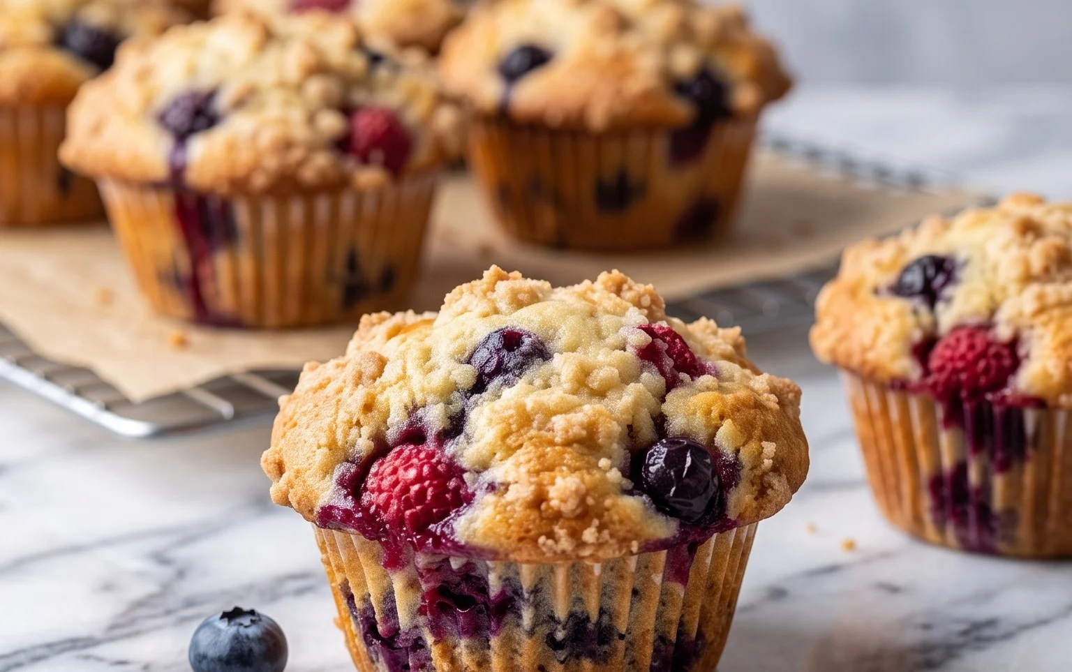 Bakery Style Mixed Berry Muffins | with Frozen Berries