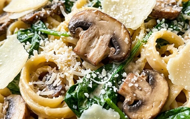 Parmesan Spinach Mushroom Pasta Skillet