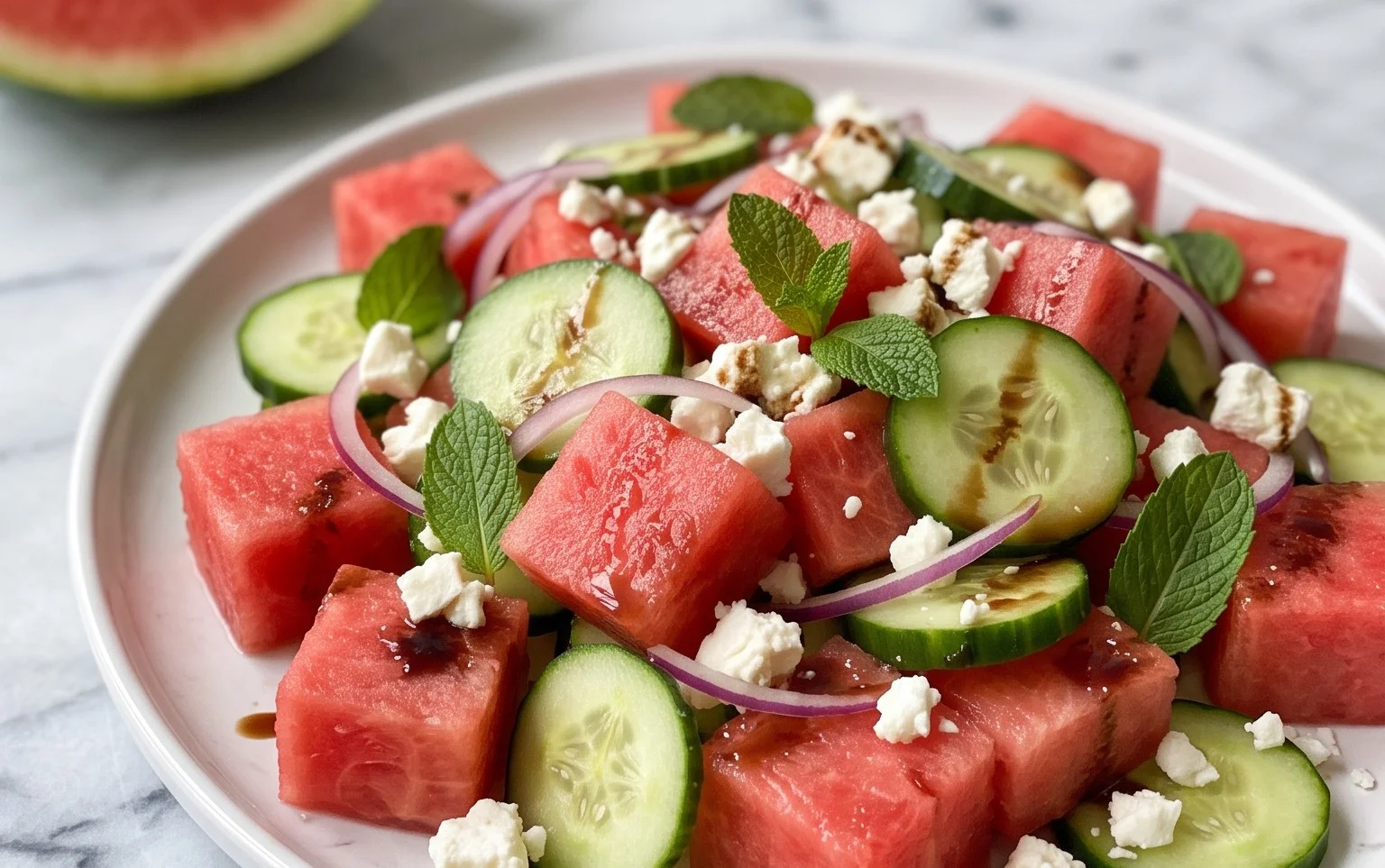 Watermelon Salad with Cucumber and Feta