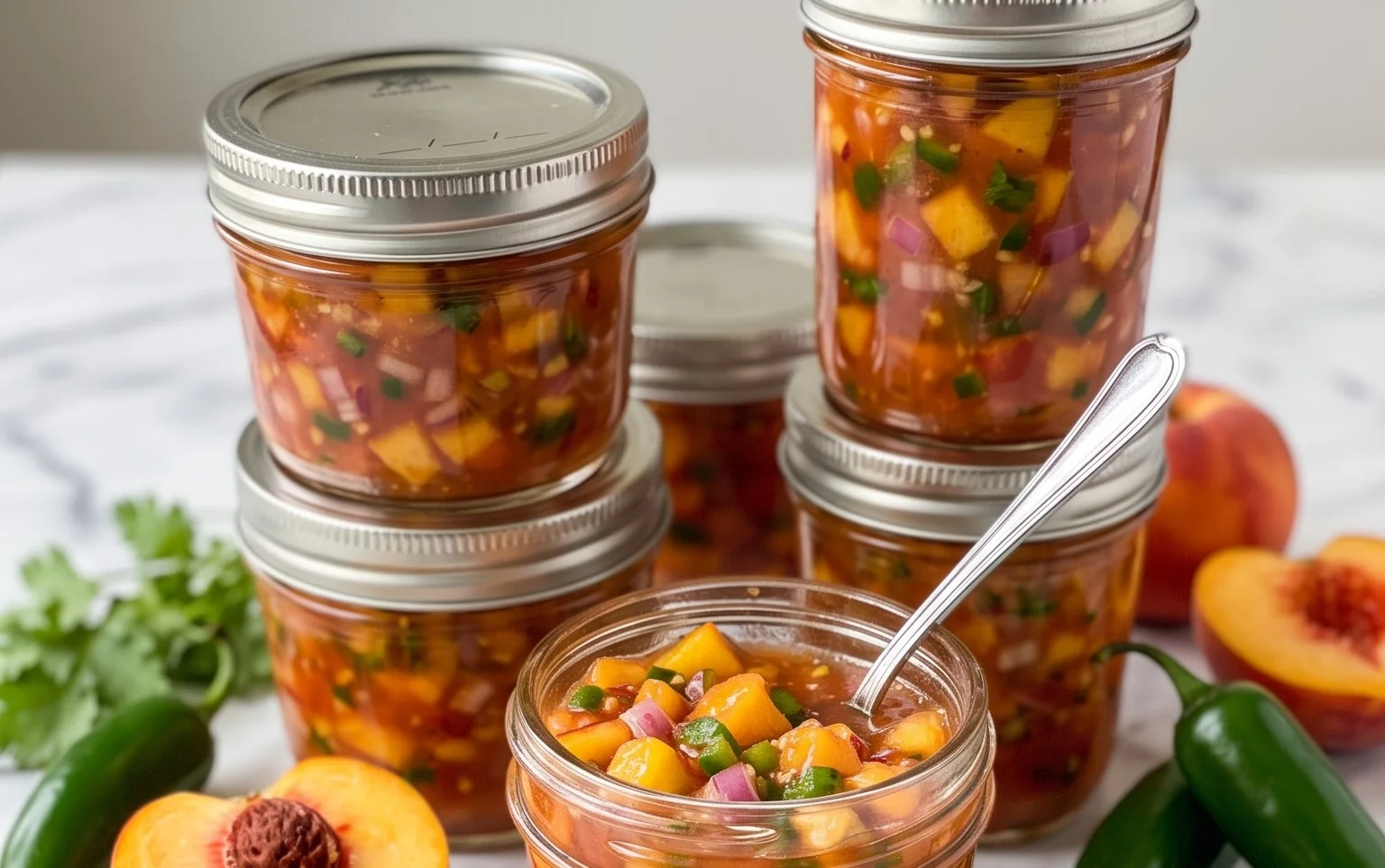 Sweet & Spicy Peach Salsa Canning Recipe