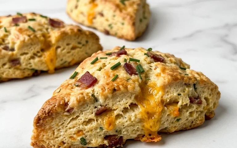 Beef Bacon Cheddar and Chive Scones