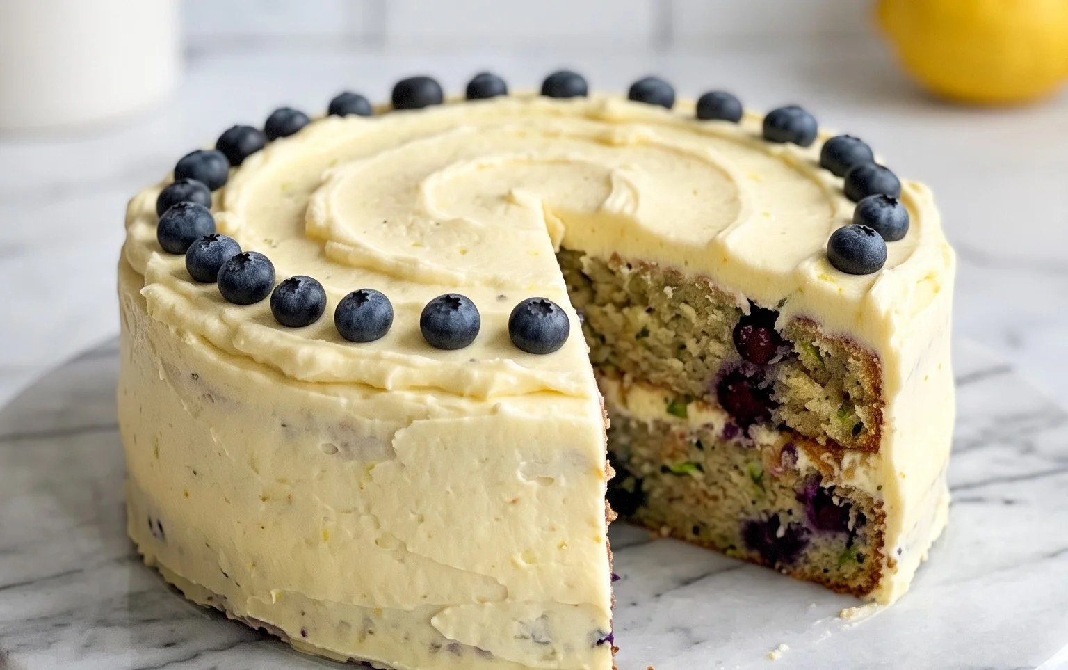 Blueberry Zucchini Cake with Lemon Buttercream
